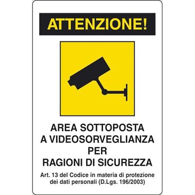 EcoTarga di informazione "Area videosorvegliata ragioni sicurezza" 20 x 30 cm EcoTarga di informazione "Area videosorvegliata ragioni sicurezza" 20 x 30 cm