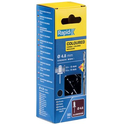 Rivetti nero Ø 4,8 x 12 mm Rapid 50 pz Rivetti nero Ø 4,8 x 12 mm Rapid 50 pz