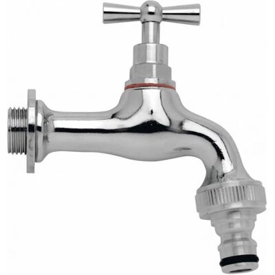 Rubinetto da esterno ornamentale in ottone cromato R1 C 13 mm (1/2") Rubinetto da esterno ornamentale in ottone cromato R1 C 13 mm (1/2")