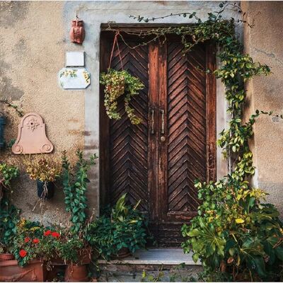 - Quadro in vetro soggetto Porta di legno 20 x 20 cm - Quadro in vetro soggetto Porta di legno 20 x 20 cm