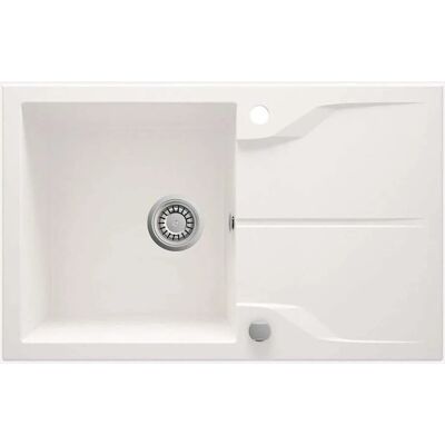 Lavello in granito bianco 78 x 49 cm con scolapiatti - Deante ZQNA113 Lavello in granito bianco 78 x 49 cm con scolapiatti - Deante ZQNA113