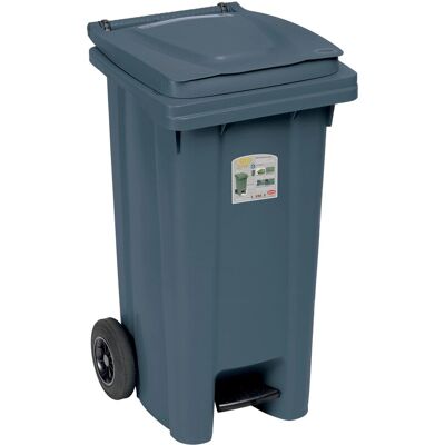 Stefanplast Bidone spazzatura carrellato con pedale 120 l grigio Stefanplast Bidone spazzatura carrellato con pedale 120 l grigio