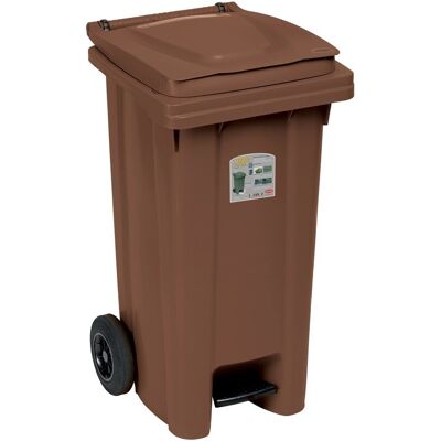 Stefanplast Bidone spazzatura carrellato con pedale 120 l marrone Stefanplast Bidone spazzatura carrellato con pedale 120 l marrone