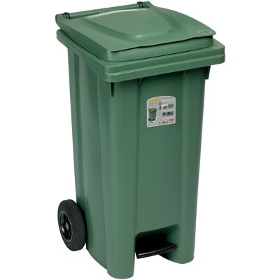 Stefanplast Bidone spazzatura carrellato con pedale 120 l verde Stefanplast Bidone spazzatura carrellato con pedale 120 l verde