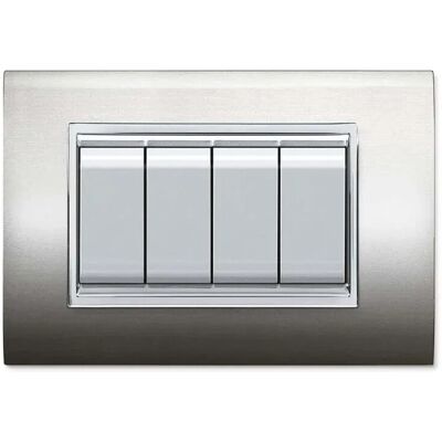 Elettrocanali Placca 4 posti Mylife acciaio Elettrocanali Placca 4 posti Mylife acciaio