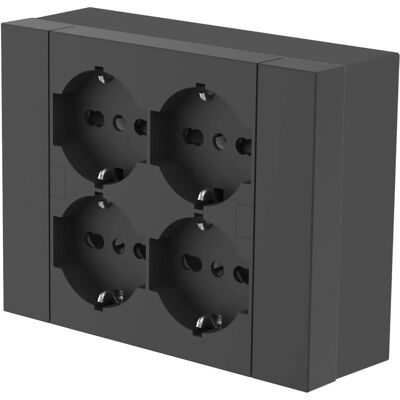 Electraline Multipresa da incasso quadra 4 prese universali nero Electraline Multipresa da incasso quadra 4 prese universali nero