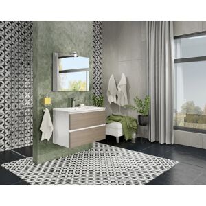 - Pensile bagno Cube set rovere fumo con lavabo e specchio - Pensile bagno Cube set rovere fumo con lavabo e specchio