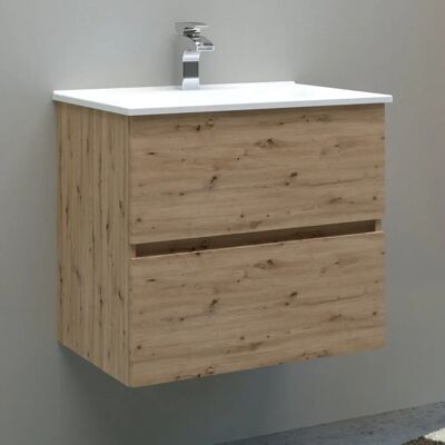 - Mobile bagno base sospesa 2 cassetti lavabo in ceramica Monya 61x46 cm rovere - Mobile bagno base sospesa 2 cassetti lavabo in ceramica Monya 61x46 cm rovere