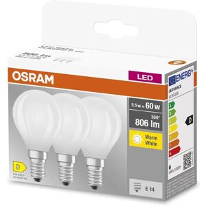 Osram Lampadine LED E14 forma a sfera 806lm bianco opaco 3 pz 2700K Osram Lampadine LED E14 forma a sfera 806lm bianco opaco 3 pz 2700K