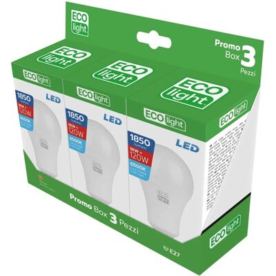 Confezione da 3 lampadine LED Goccia A65 di Ecolight - Lampadina LED Confezione da 3 lampadine LED Goccia A65 di Ecolight - Lampadina LED