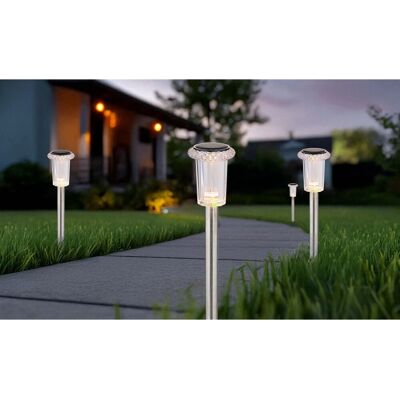 Globo Luci solari da giardino LED in acciaio inox Ø 54 mm 3500K Set 4 pz Globo Luci solari da giardino LED in acciaio inox Ø 54 mm 3500K Set 4 pz