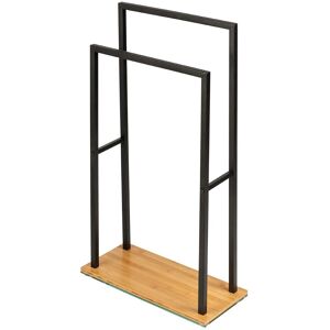 Wenko Porta asciugamani con 2 barre Bambusa nero 80 cm Wenko Porta asciugamani con 2 barre Bambusa nero 80 cm