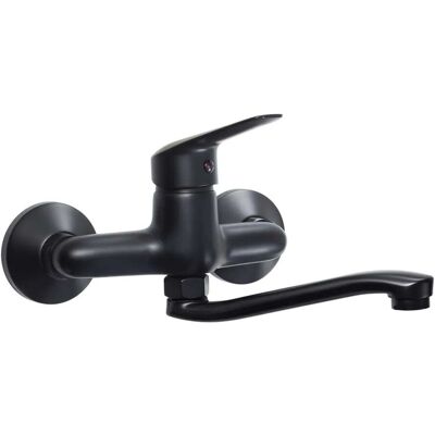 Miscelatore lavabo a parete - Girevole, Nero opaco, Acciaio inox Miscelatore lavabo a parete - Girevole, Nero opaco, Acciaio inox