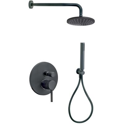 - Kit doccia incasso tondo nero opaco con soffione Ø 20 cm - Kit doccia incasso tondo nero opaco con soffione Ø 20 cm