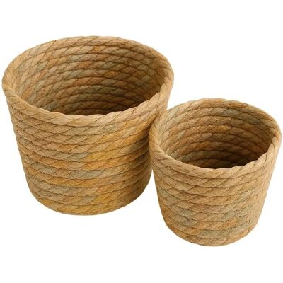 Compactor Set 2 cestini tondi Koh in seagrass naturale intrecciati a mano Compactor Set 2 cestini tondi Koh in seagrass naturale intrecciati a mano