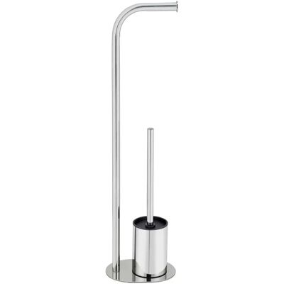 Wenko Piantana portarotolo e portascopino bagno Levante inox lucido Wenko Piantana portarotolo e portascopino bagno Levante inox lucido