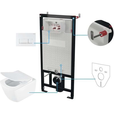 - Set WC sospeso 6 in 1 Idrostile con sedile e telaio bianco - Set WC sospeso 6 in 1 Idrostile con sedile e telaio bianco