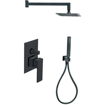 - Kit doccia incasso quadrato nero opaco con soffione 20x20 cm - Kit doccia incasso quadrato nero opaco con soffione 20x20 cm