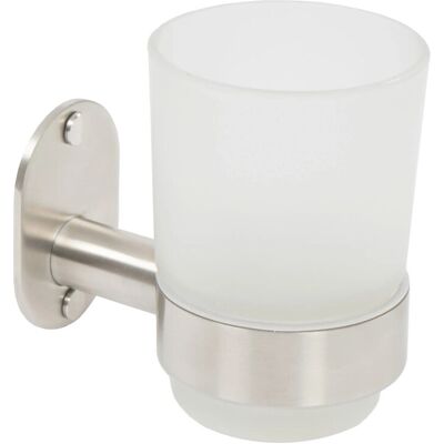 Metaform Portaspazzolini Blizz in vetro e acciaio inox spazzolato Metaform Portaspazzolini Blizz in vetro e acciaio inox spazzolato