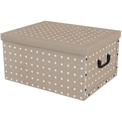 Compactor Baulotto in cartone Rivoli beige a pois bianchi 50x40x25 cm Compactor Baulotto in cartone Rivoli beige a pois bianchi 50x40x25 cm