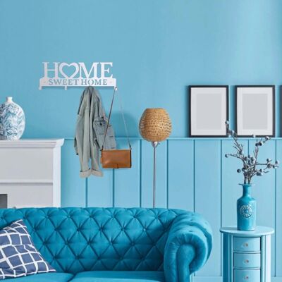 - Appendiabiti in ferro Home sweet home 4 posti bianco opaco - Appendiabiti in ferro Home sweet home 4 posti bianco opaco