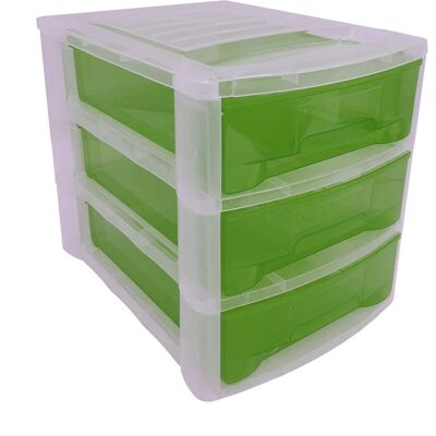 - Cassettiera 3 cassetti Midi Clear 27x36x30 cm verde - Cassettiera 3 cassetti Midi Clear 27x36x30 cm verde