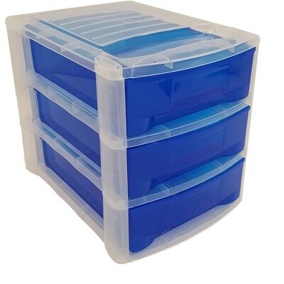 - Cassettiera 3 cassetti Midi Clear 27x36x30 cm azzurro - Cassettiera 3 cassetti Midi Clear 27x36x30 cm azzurro