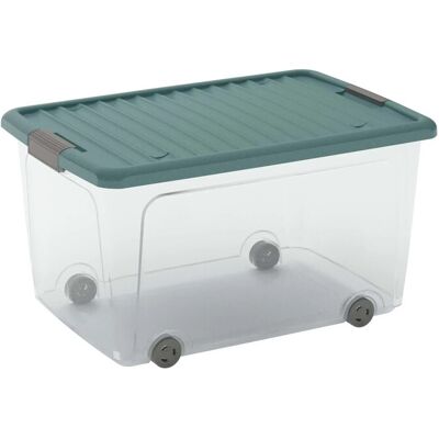 Kis Contenitore W Box L 50 l Trasparente/Verde Acqua 56,5x39x31,5H cm Kis Contenitore W Box L 50 l Trasparente/Verde Acqua 56,5x39x31,5H cm