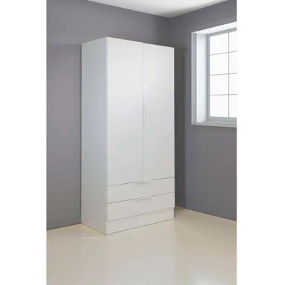 - Guardaroba 2 ante e 2 cassetti 184x82x46 cm bianco - Guardaroba 2 ante e 2 cassetti 184x82x46 cm bianco