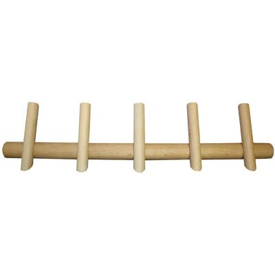 - Appendiabiti in legno 5 posti tinto naturale L 55 x H 5 x P 5,5 cm - Appendiabiti in legno 5 posti tinto naturale L 55 x H 5 x P 5,5 cm