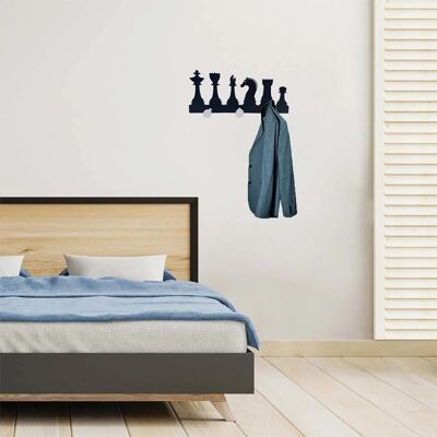 - Appendiabiti in MDF Scacchi 3 posti bianco e nero - Appendiabiti in MDF Scacchi 3 posti bianco e nero