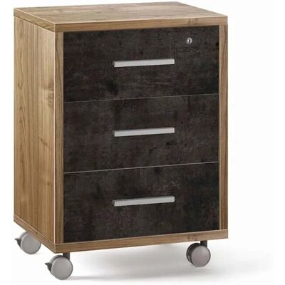 - Cassettiera ufficio 3 cassetti 41x51x71 cm noce stelvio/ossido nero - Cassettiera ufficio 3 cassetti 41x51x71 cm noce stelvio/ossido nero