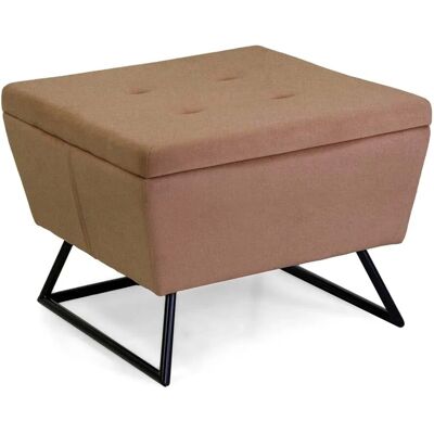 - Puff in tessuto con gambe beige 58x58xh42,5 cm - Puff in tessuto con gambe beige 58x58xh42,5 cm