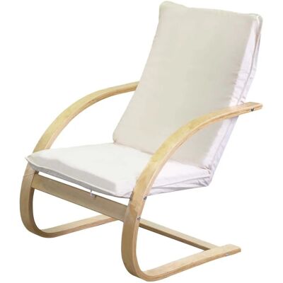 - Poltrona in legno e tessuto imbottito 67x78xh95 cm naturale - Poltrona in legno e tessuto imbottito 67x78xh95 cm naturale