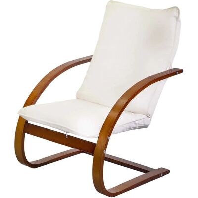 - Poltrona in legno e tessuto imbottito 67x78xh95 cm noce - Poltrona in legno e tessuto imbottito 67x78xh95 cm noce