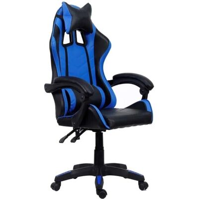 - Sedia Gaming ergonomica in similpelle 65x63 H 115/125 cm blu e nero - Sedia Gaming ergonomica in similpelle 65x63 H 115/125 cm blu e nero