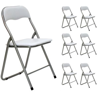 - Set 6 sedie pieghevoli in acciaio imbottite Bianco 45x45x45/80 cm - Set 6 sedie pieghevoli in acciaio imbottite Bianco 45x45x45/80 cm