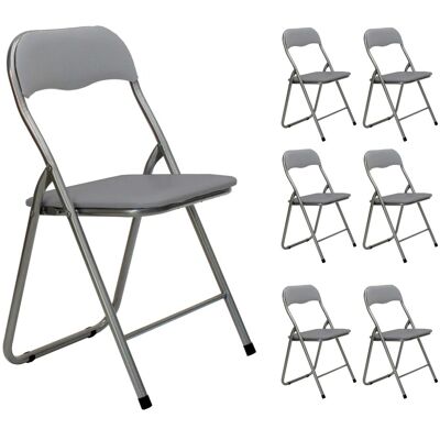 - Set 6 sedie pieghevoli in acciaio imbottite Grigio 45x45x45/80 cm - Set 6 sedie pieghevoli in acciaio imbottite Grigio 45x45x45/80 cm