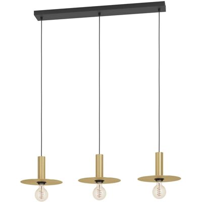 Eglo Lampadario a sospensione Escandell 3 luci L95x25xH110 cm acciaio ottone Eglo Lampadario a sospensione Escandell 3 luci L95x25xH110 cm acciaio ottone