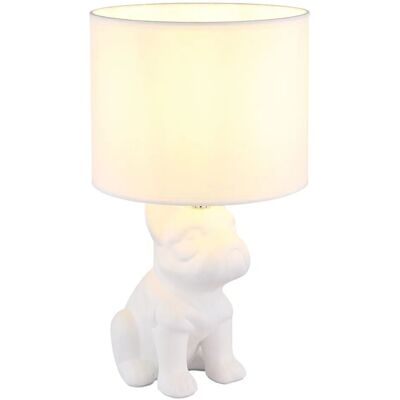 Globo Lampada da tavolo DOGO con paralume cucciolo di cane ceramica bianca satinata Globo Lampada da tavolo DOGO con paralume cucciolo di cane ceramica bianca satinata