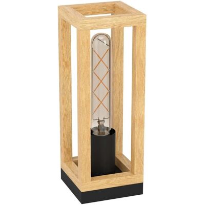 Eglo Lampada da tavolo Nafferton L10x10xH28 cm metallo legno nero marrone Eglo Lampada da tavolo Nafferton L10x10xH28 cm metallo legno nero marrone