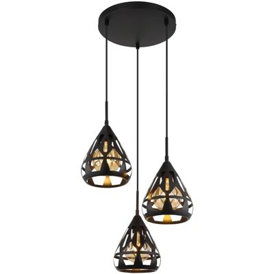 Globo Sospensione Hassan 3 luci Ø 41 x 120 cm metallo nero satinato Globo Sospensione Hassan 3 luci Ø 41 x 120 cm metallo nero satinato