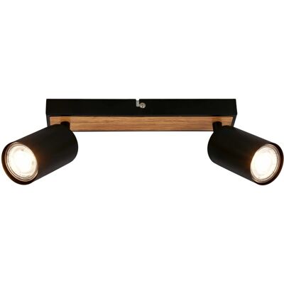 Briloner Spotlight Regolabile Nero e Legno - Lampada da Soffitto Briloner Spotlight Regolabile Nero e Legno - Lampada da Soffitto