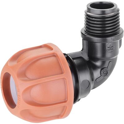 Claber raccordo a gomito Ø 20 mm filetto 13 mm (1/2")M Claber raccordo a gomito Ø 20 mm filetto 13 mm (1/2")M