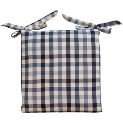- Cuscino coprisedia sfoderabile con lacci quadri 40x40x5 cm blu - Cuscino coprisedia sfoderabile con lacci quadri 40x40x5 cm blu