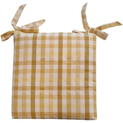 - Cuscino coprisedia sfoderabile con lacci quadri 40x40x5 cm giallo - Cuscino coprisedia sfoderabile con lacci quadri 40x40x5 cm giallo