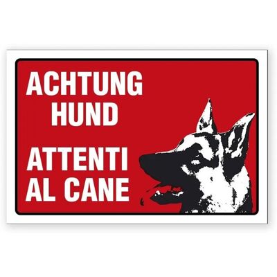 - Cartello segnaletico bilingue attenti al cane - Cartello segnaletico bilingue attenti al cane