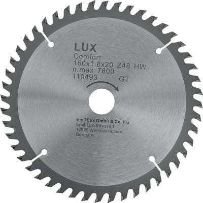 Lux-Tools Lama per sega circolare HM Ø 160x20 mm 48 denti Lux-Tools Lama per sega circolare HM Ø 160x20 mm 48 denti