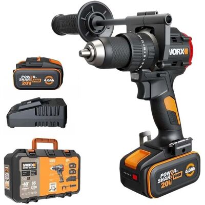 Worx Trapano avvitatore a batteria Brushless percussione 2batterie 85Nm 20V 4Ah Worx Trapano avvitatore a batteria Brushless percussione 2batterie 85Nm 20V 4Ah