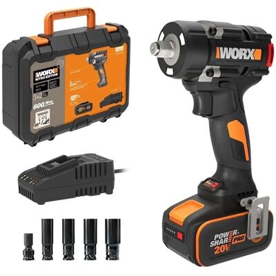 Worx Avvitatore ad impulsi a batteria Brushless WX273 600Nm 20V 4Ah Worx Avvitatore ad impulsi a batteria Brushless WX273 600Nm 20V 4Ah